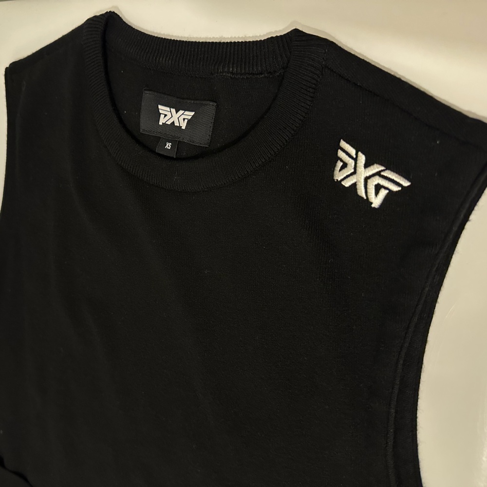 PXG Black Sleeveless Crewneck with White Embroidered Logo - Picture 2 of 3